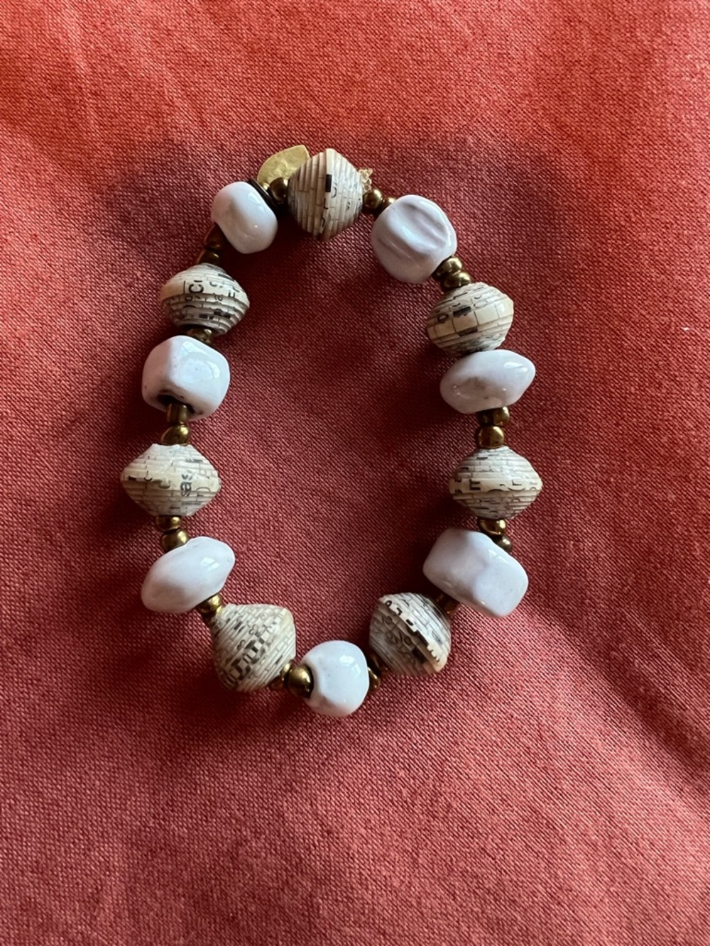 Trades of Hope Boho Beaded Bracelet w/ Charm Neutral Stretch Artisan”